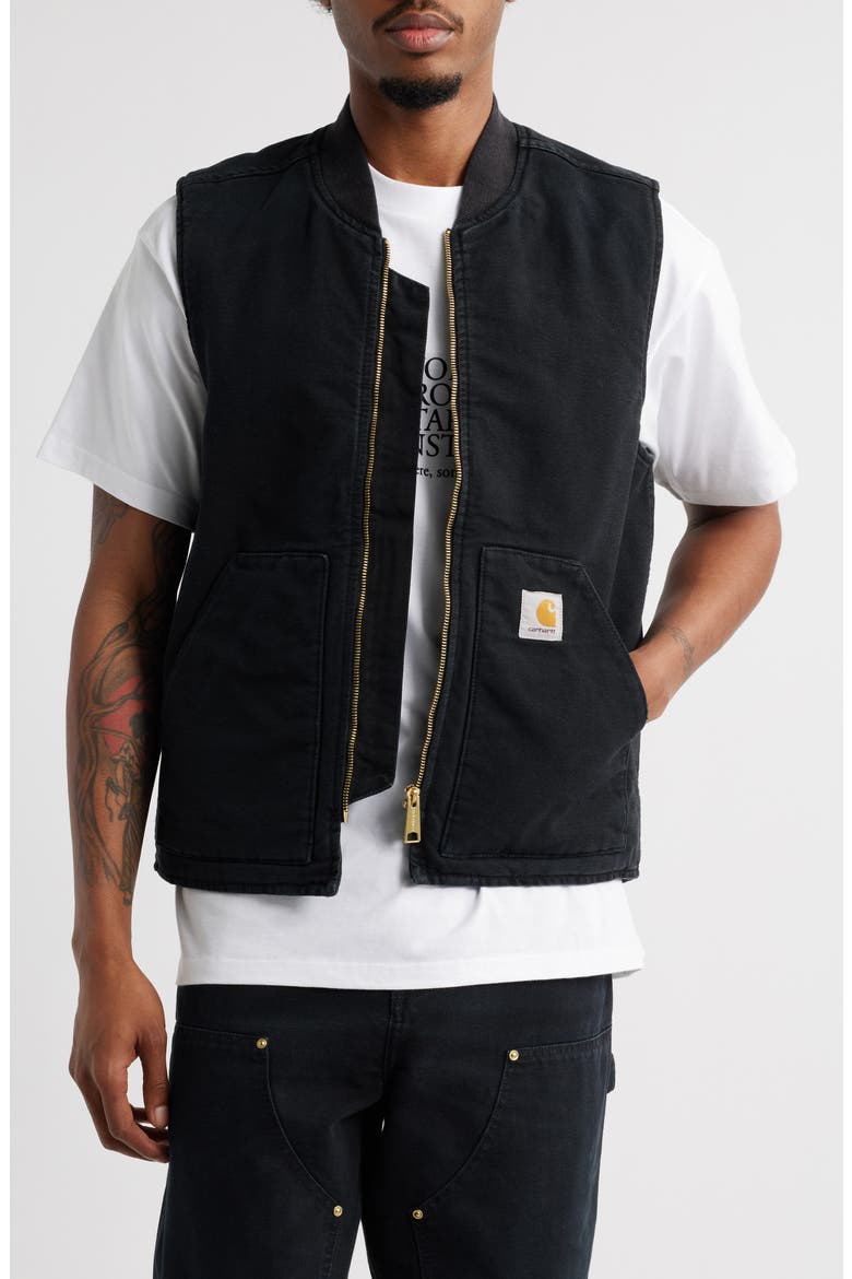 Classic Organic Cotton Canvas Vest, Main, color, BLACK (STONE CANVAS)