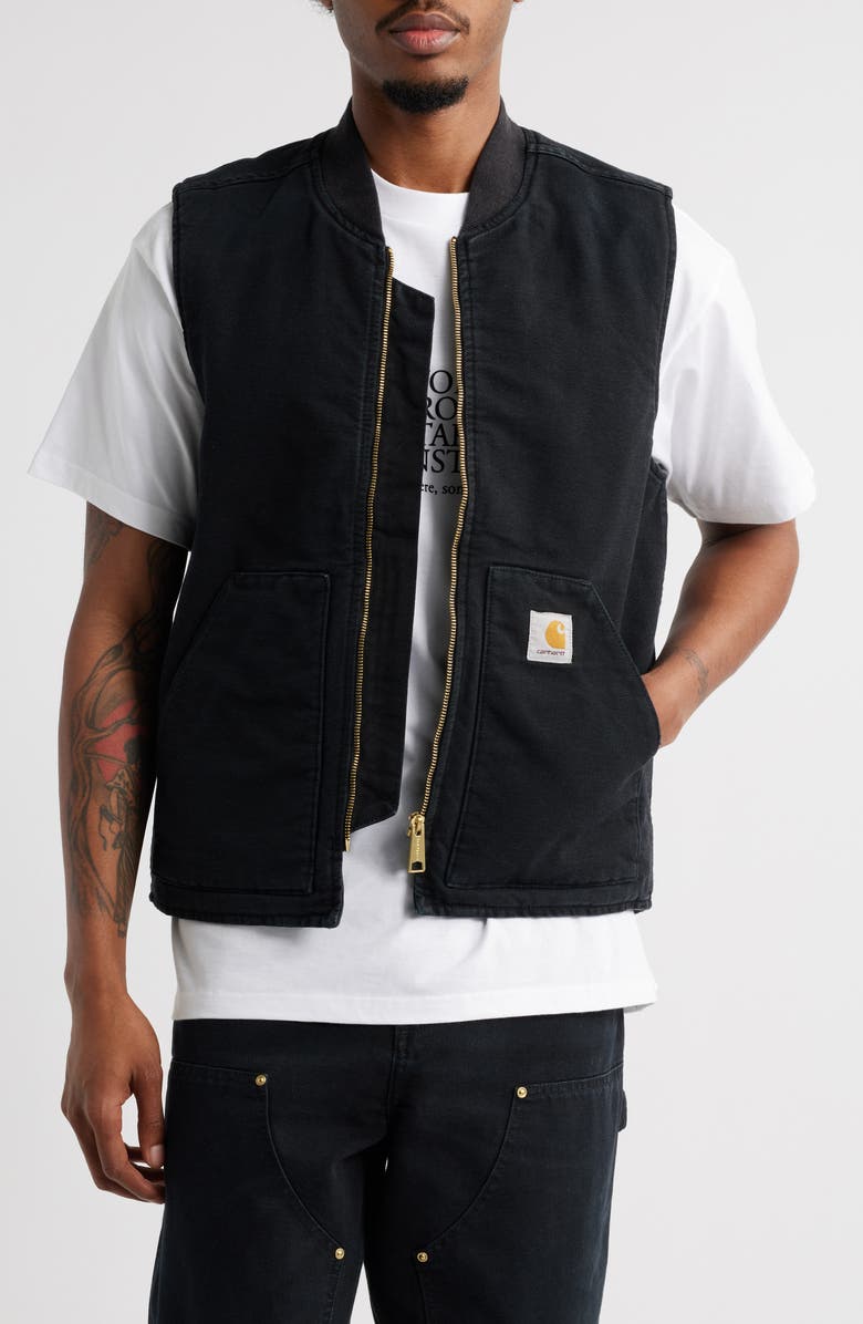 Carhartt Work In Progress Classic Organic Cotton Canvas Vest, Main, color, Black (Stone Canvas)