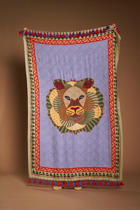 Printed And Embroidered Scarfs With Tassels