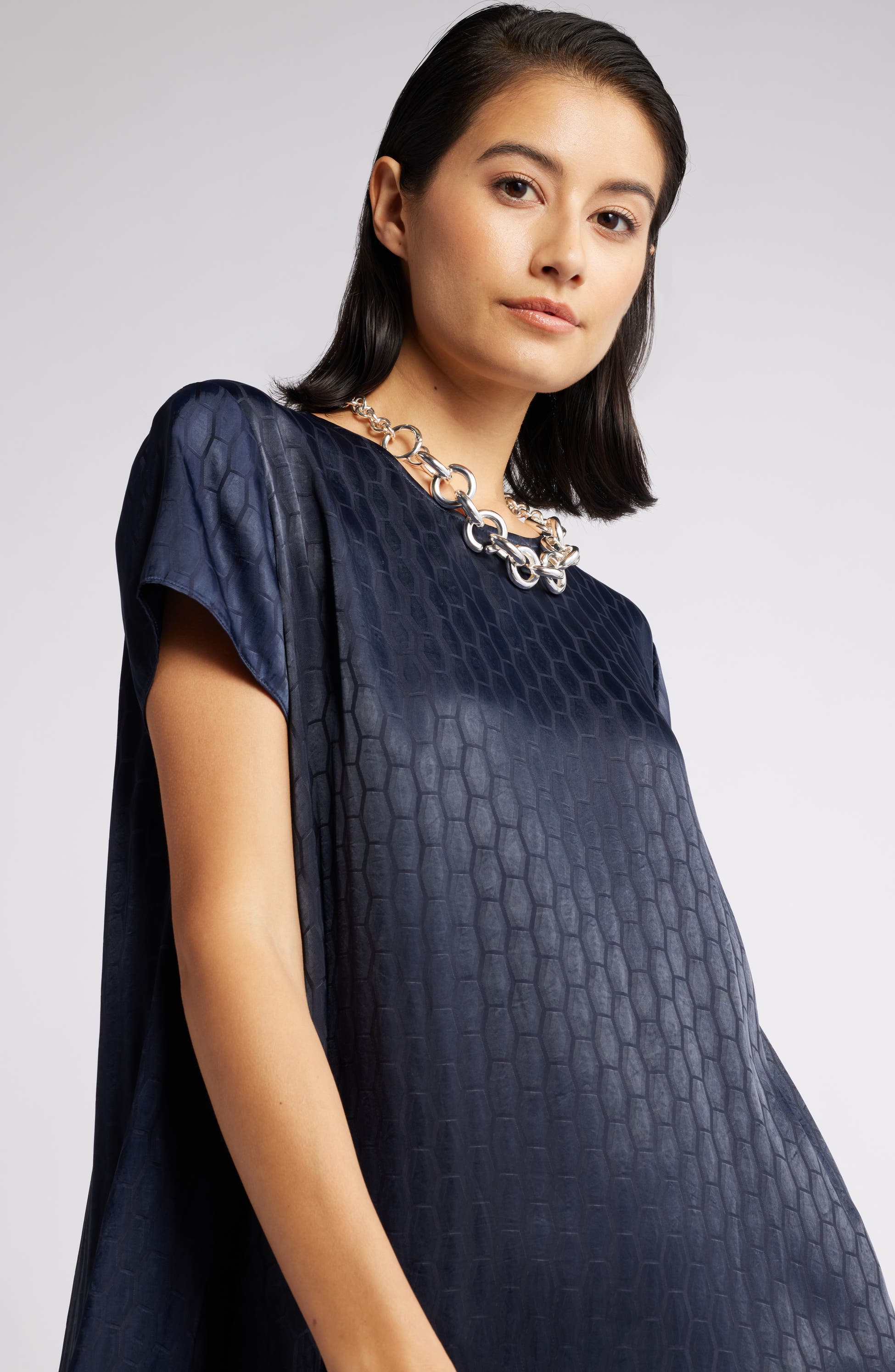 Jacquard Pleat Back Maxi Dress