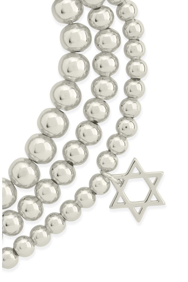 Nessa Star of David 3-Pack Beaded Bracelets, Alternate, color, SILVER