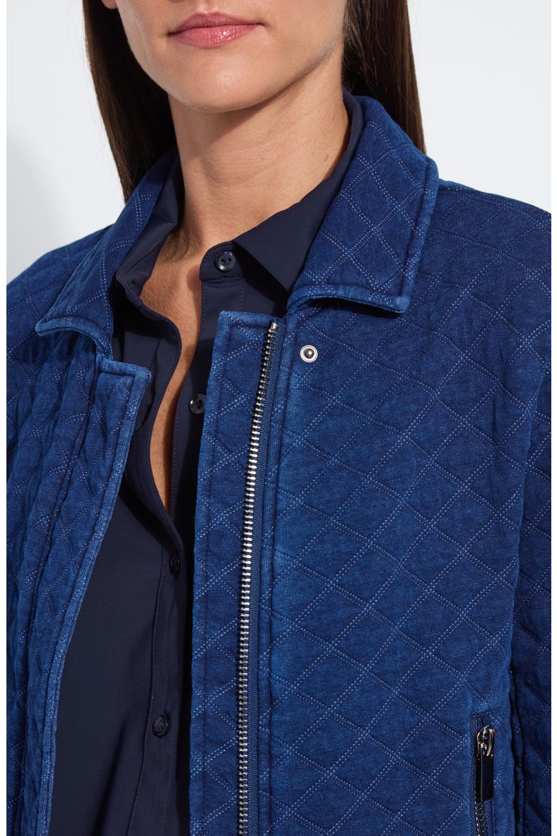 Elora Quilt Jacquard Knit Jacket, Alternate, color, INDIGO