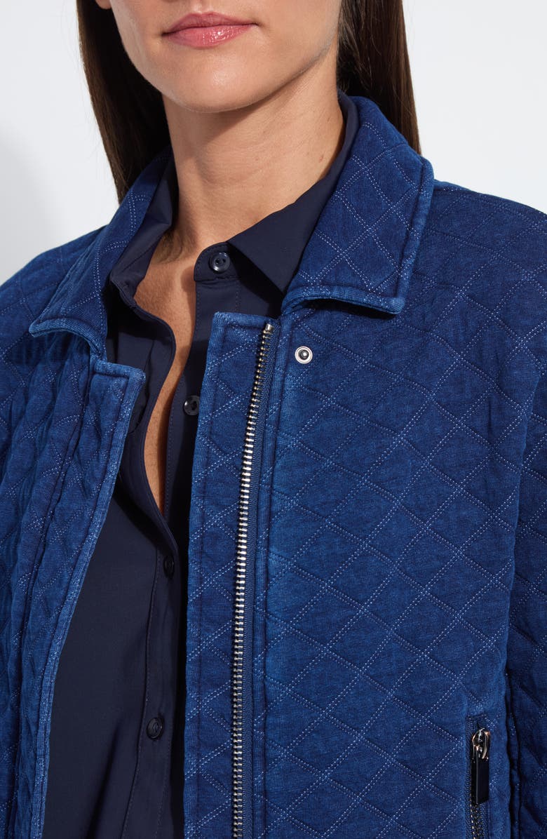Lysse Elora Quilt Jacquard Knit Jacket, Alternate, color, Indigo