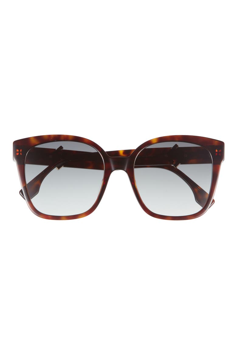FF Diamonds 55mm Gradient Square Sunglasses, Main, color, DARK HAVANA / GRADIENT GREEN