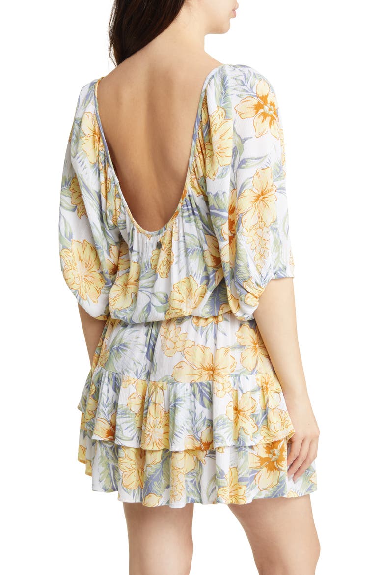 Always Floral Bubble Hem Top, Alternate, color, WHITE
