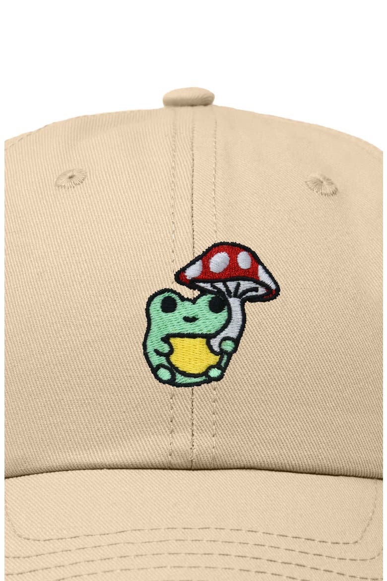 Mushroom Frog Embroidered Hat, Alternate, color, Khaki