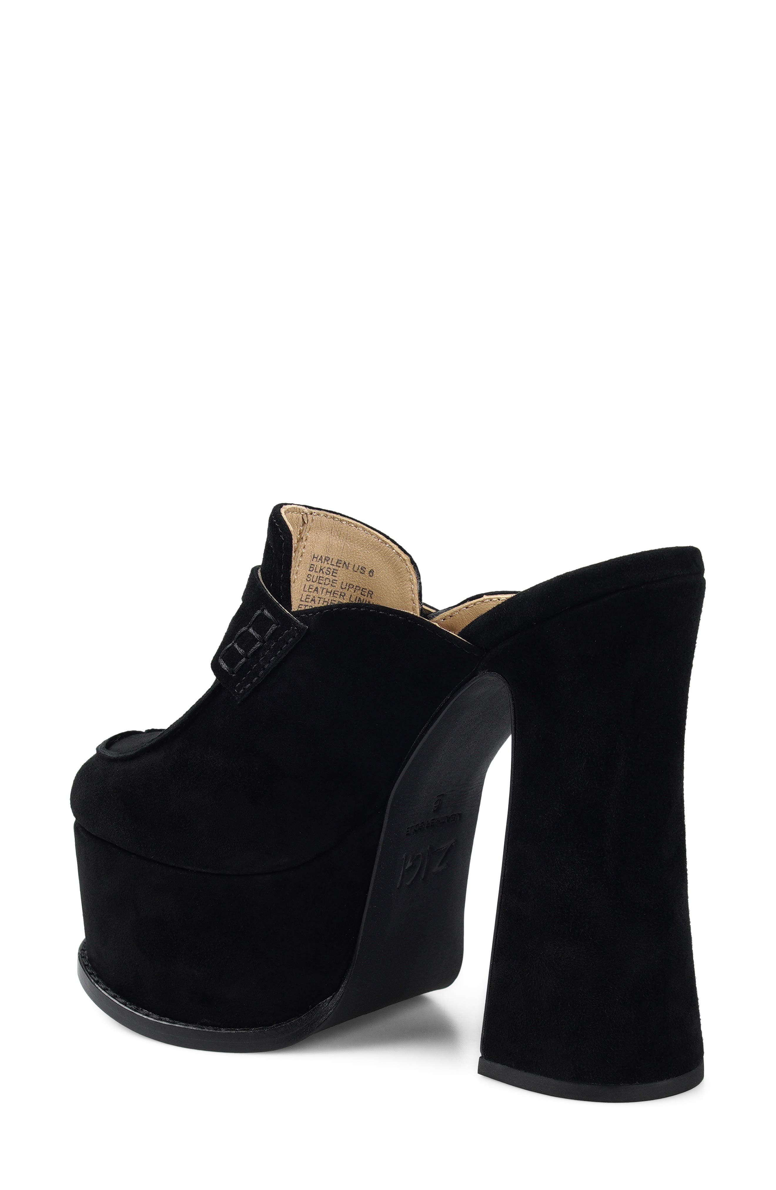 Harlen Platform Penny Loafer Mule, Alternate, color, BLACK SUEDE