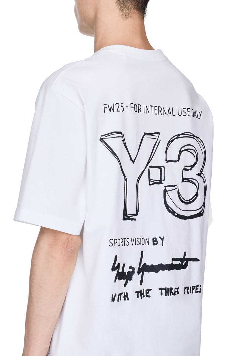 Y-3 Oversize Cotton Graphic T-Shirt, Alternate, color, White