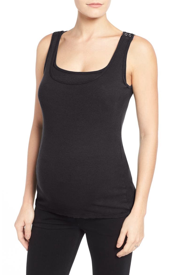 Maternity/Nursing Tank, Main, color, BLACK