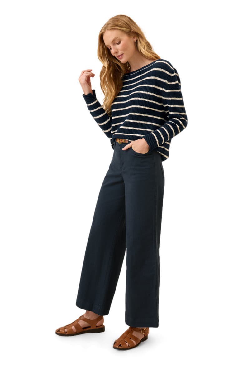 Organic Cotton Stretch Twill Wide Leg Pant, Alternate, color, Midnight Blue