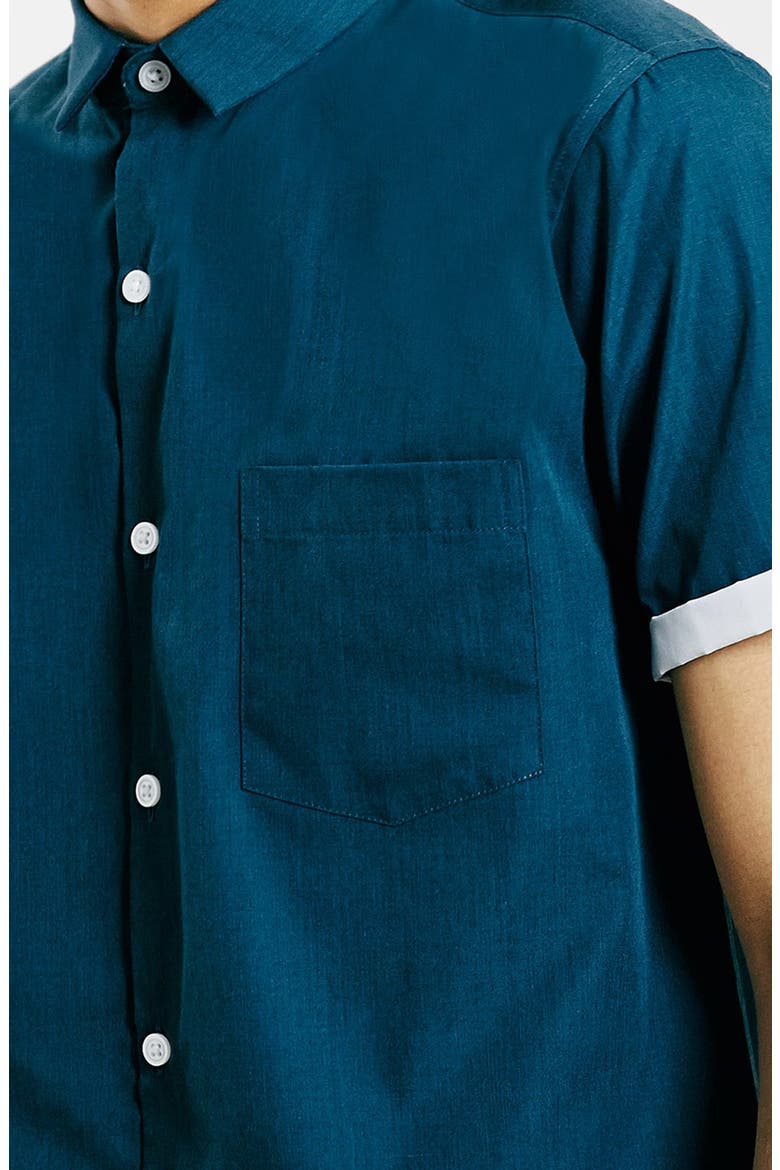 Slim Fit Short Sleeve Shirt, Alternate, color, TEAL