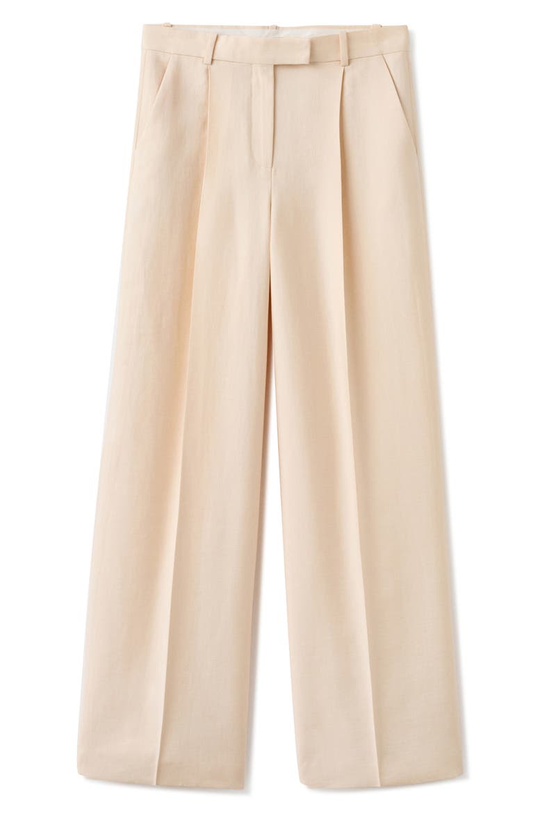 Pleated Mid Rise Wide Leg Pants, Alternate, color, ECRU