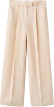 MANGO Pleated Mid Rise Wide Leg Pants