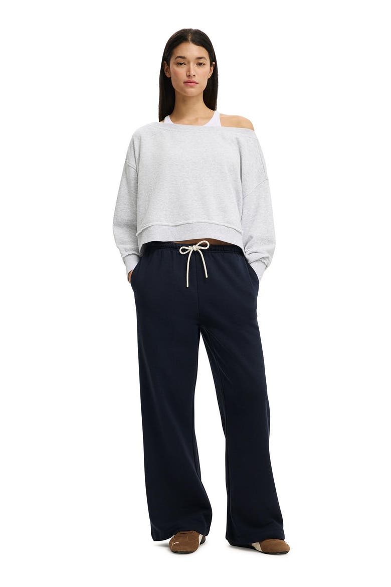 Women's Off Shoulder Sweatshirt, Alternate, color, Soft Grey Marle
