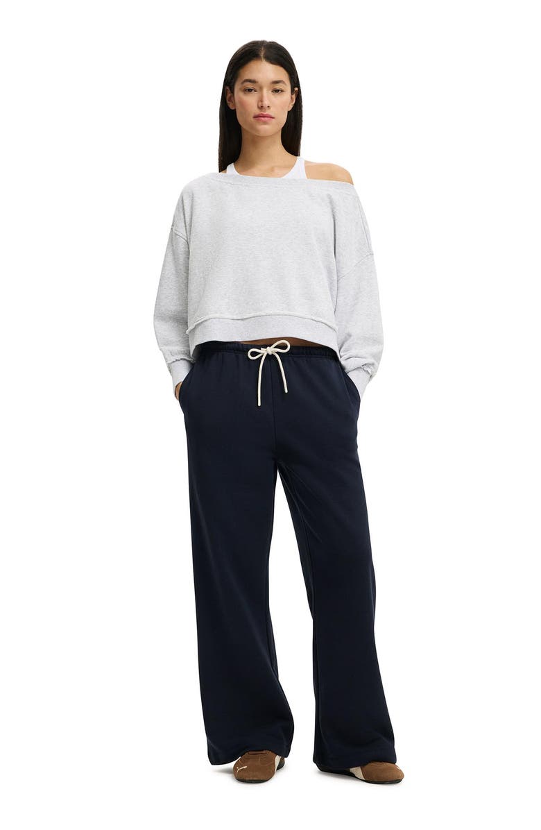 Cotton On Women's Off Shoulder Sweatshirt, Alternate, color, Soft Grey Marle