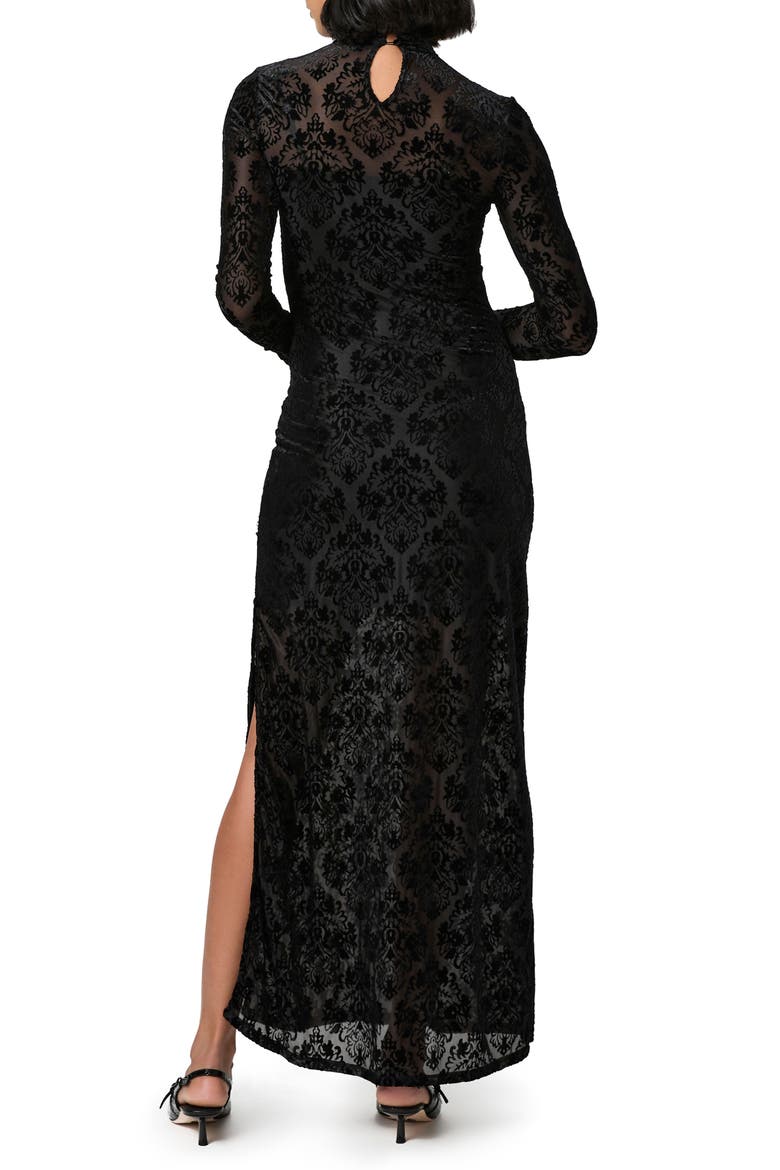 Lucca Velvet Long Sleeve Maxi Dress, Alternate, color, BLACK