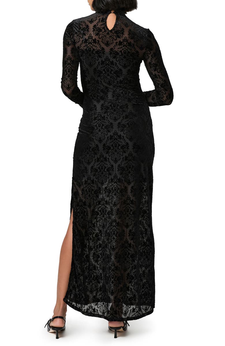 PAIGE Lucca Velvet Long Sleeve Maxi Dress, Alternate, color, Black