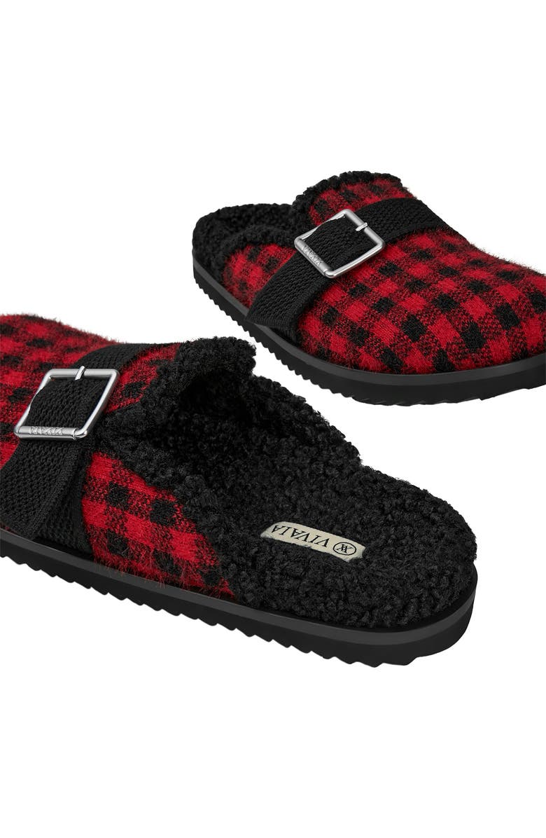 VIVAIA Round-Toe Wool Slippers, Alternate, color, Ruby Red Plaid