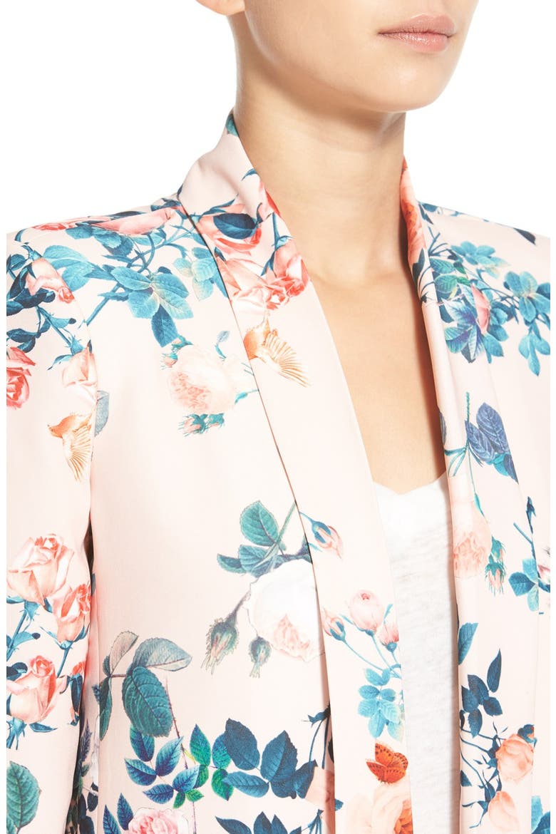 Floral Print Blazer, Alternate, color, AMERICAN ROSE