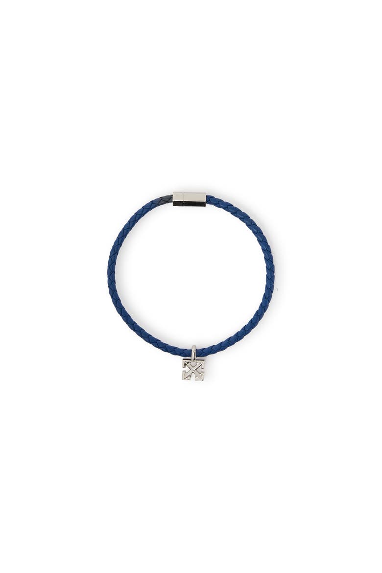 Men's Arrow Blue Leather Bracelet, Main, color, Silver