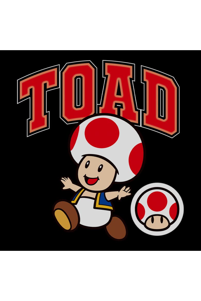 Boy's Nintendo Collegiate Toad Set  Graphic T-Shirt, Alternate, color, Black
