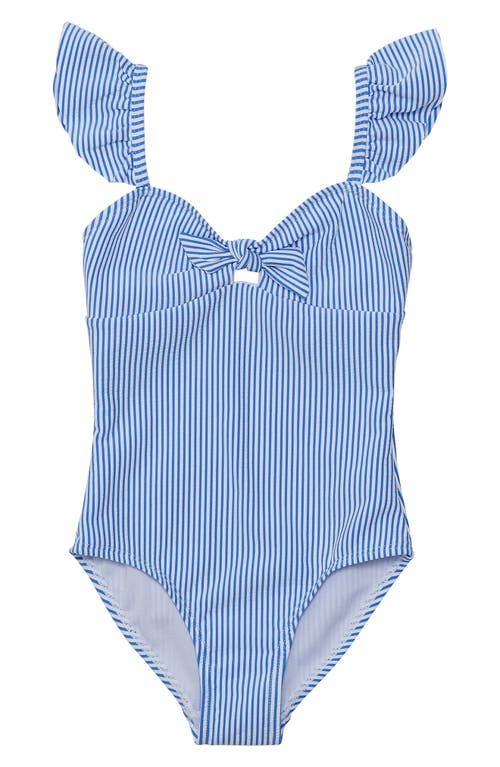 Snapper Rock Parisian Summer Frill Swimsuit - Little Kid In Blue/white