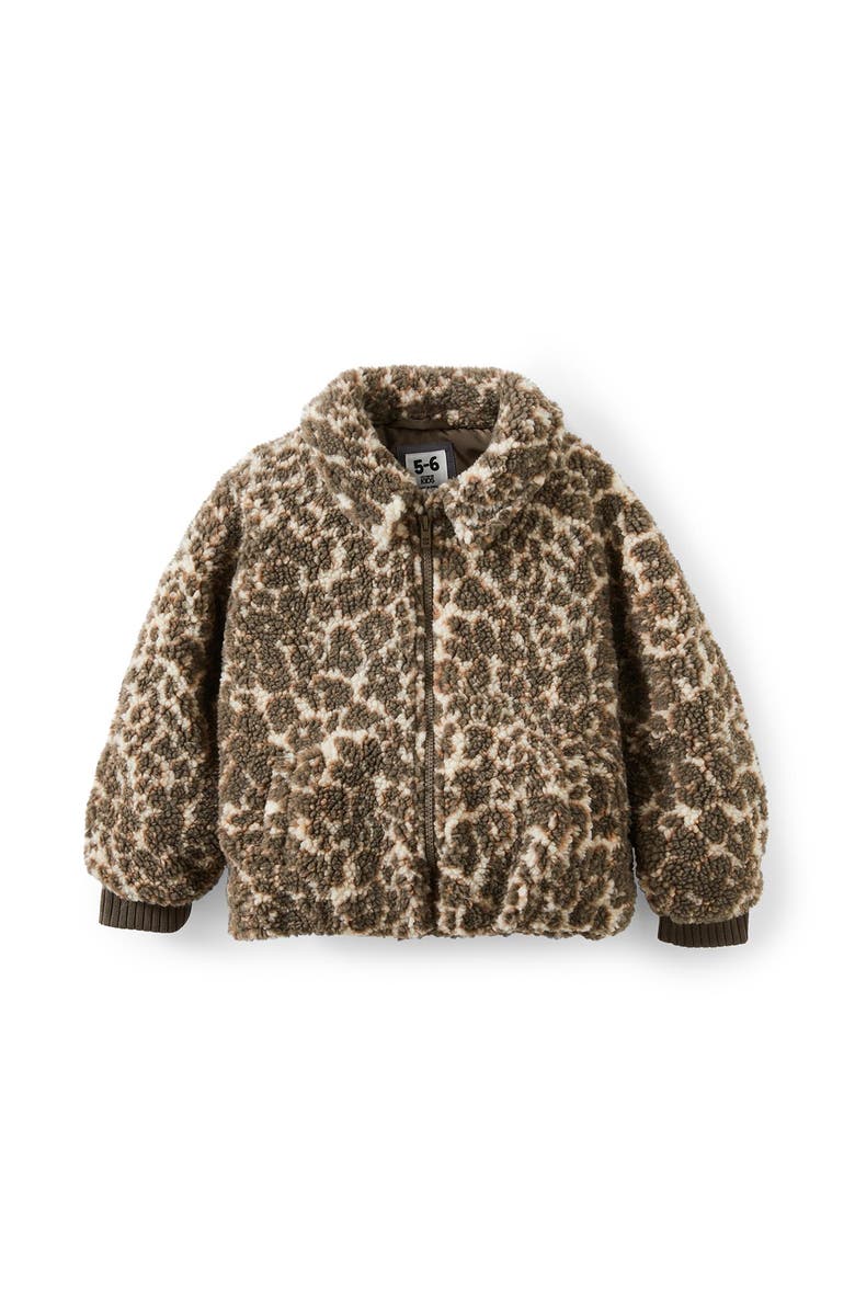 Cotton On Kids Kid's Teddy Bomber Jacket, Main, color, Summer Leopard