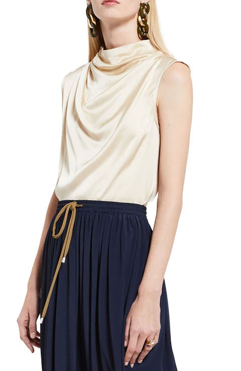Draped Satin Sleeveless Top