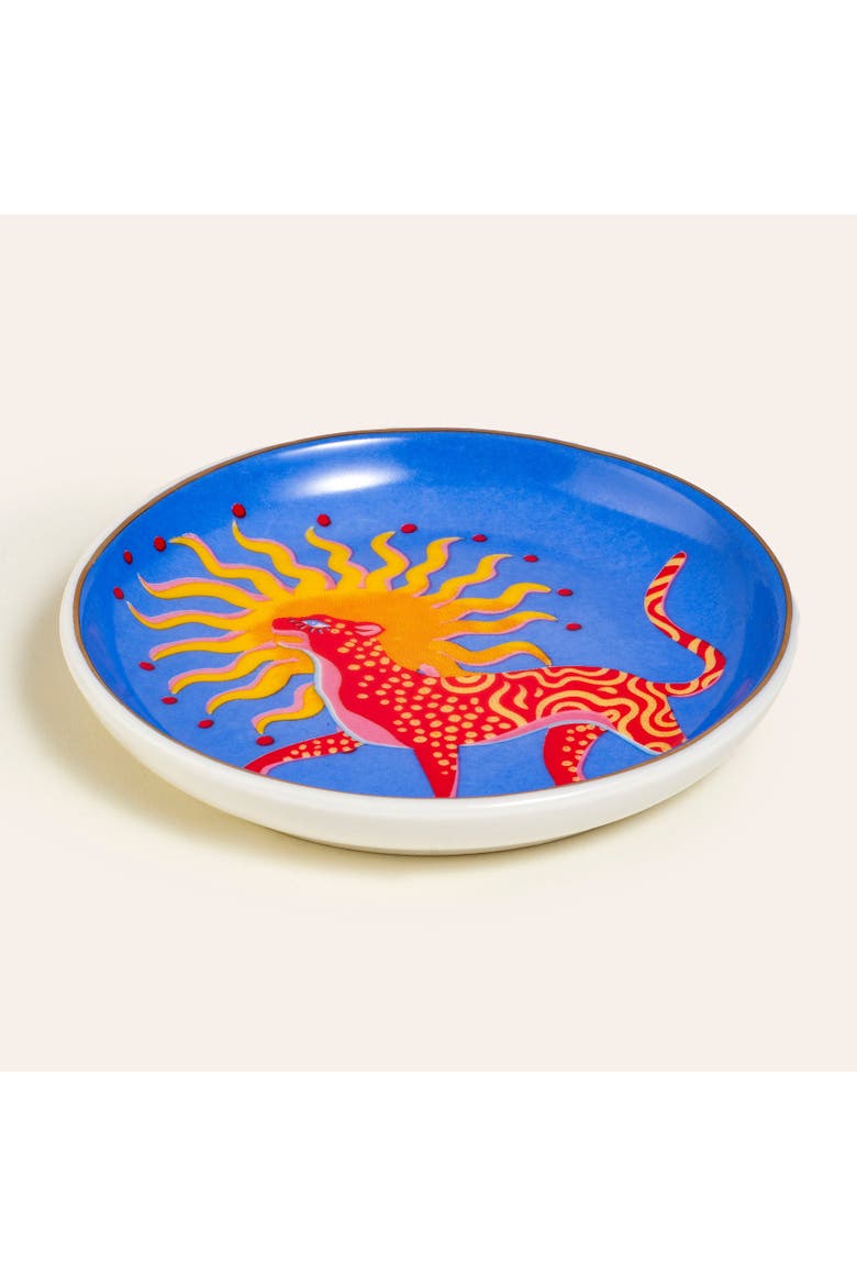 Porcelain Plate 6 Pcs Set, Alternate, color, Red-Pink-Blue