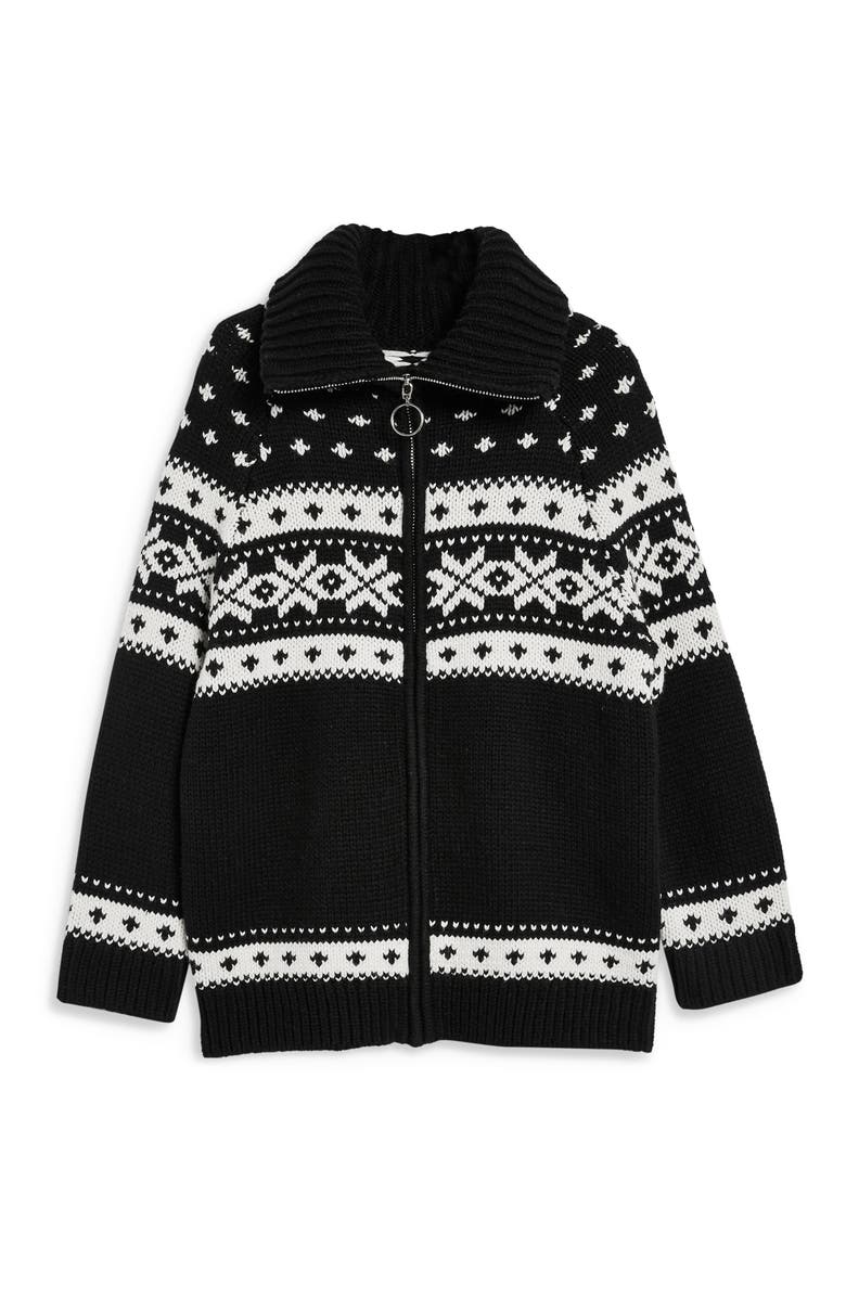Topshop Fair Isle Cardigan, Alternate, color, 