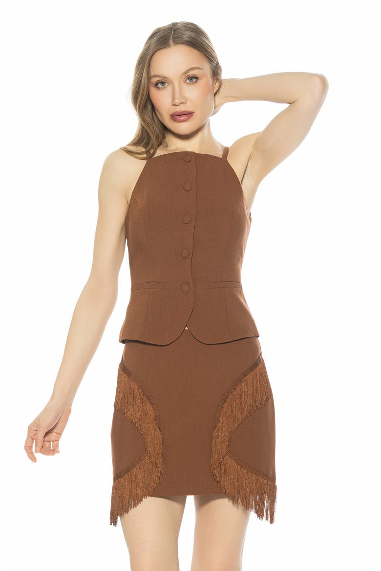 Ziv Button Front Vest, Alternate, color, BROWN