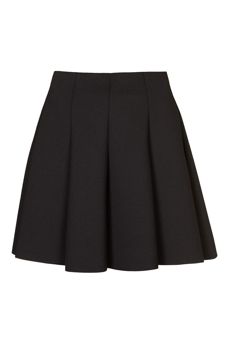 Pleated Scuba Skirt, Alternate, color, BLACK