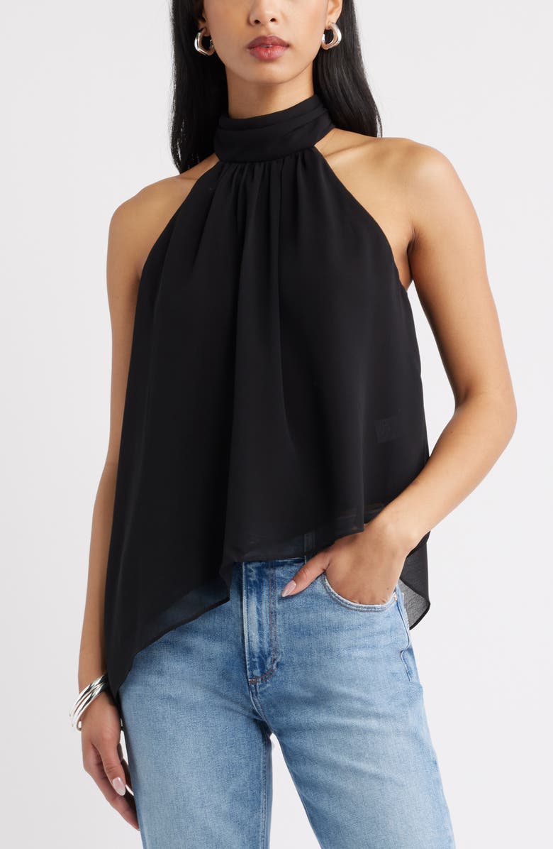 Open Edit Asymmetric Woven Top, Main, color, Black