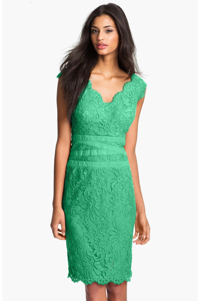 Embroidered Lace Sheath Dress, Main, color, JADE
