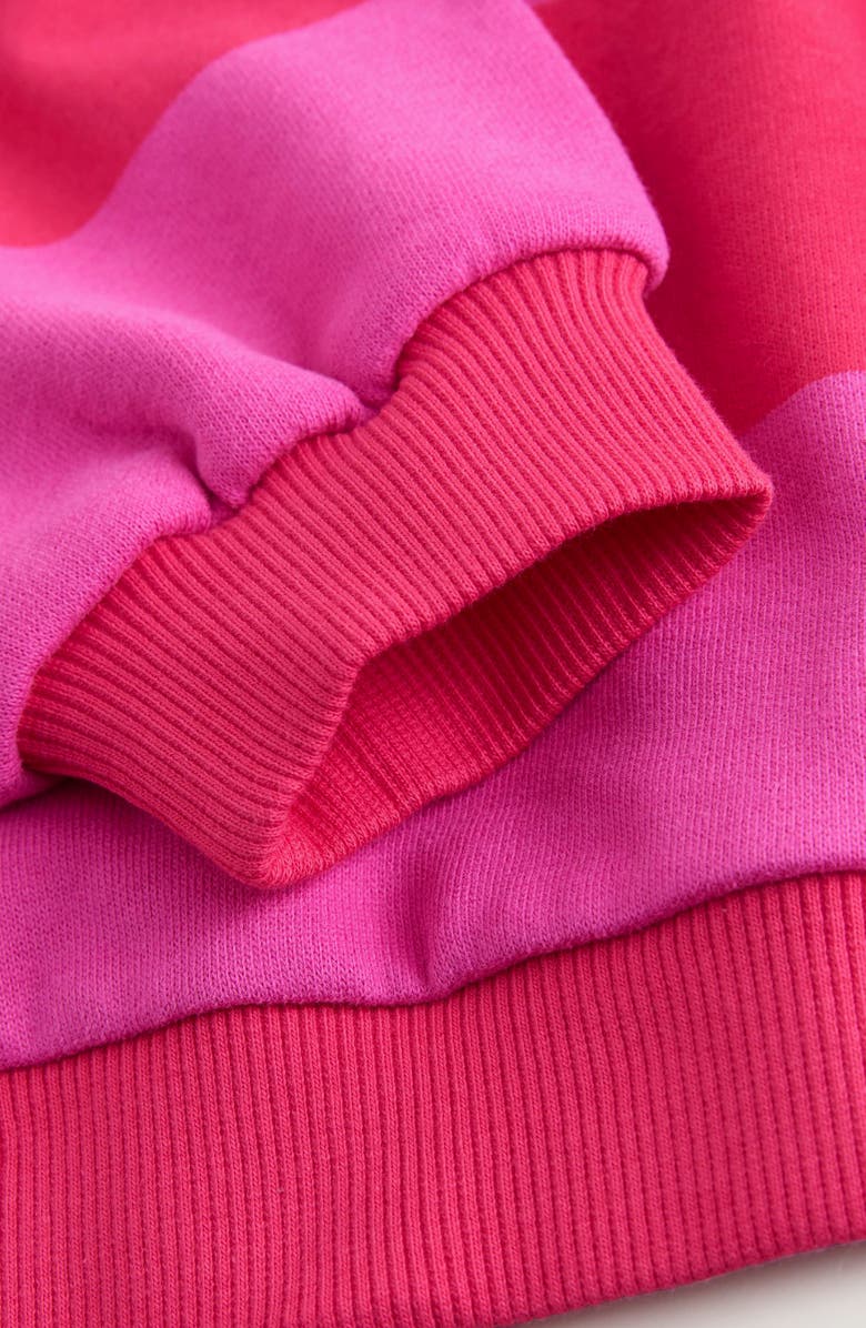 NEXT Kids' Embroidered Stripe Cotton Blend Sweatshirt, Alternate, color, Multi Pink