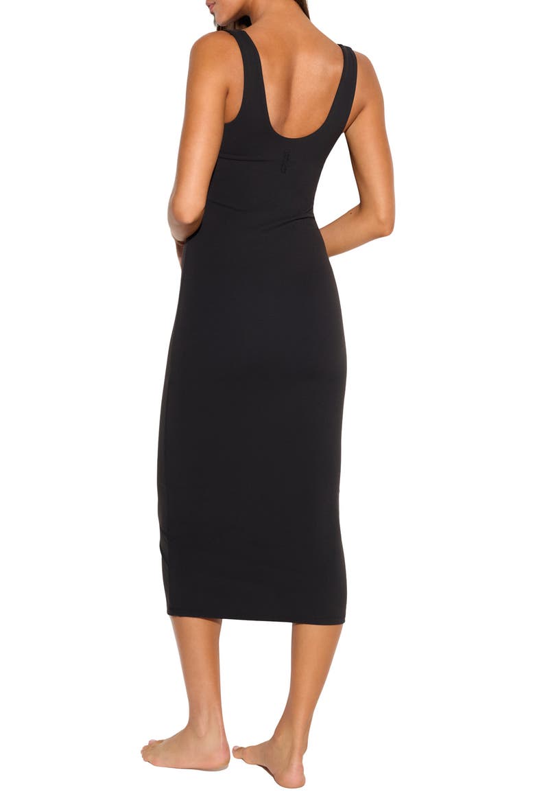 Anima Square Neck Midi Dress, Alternate, color, BLACK