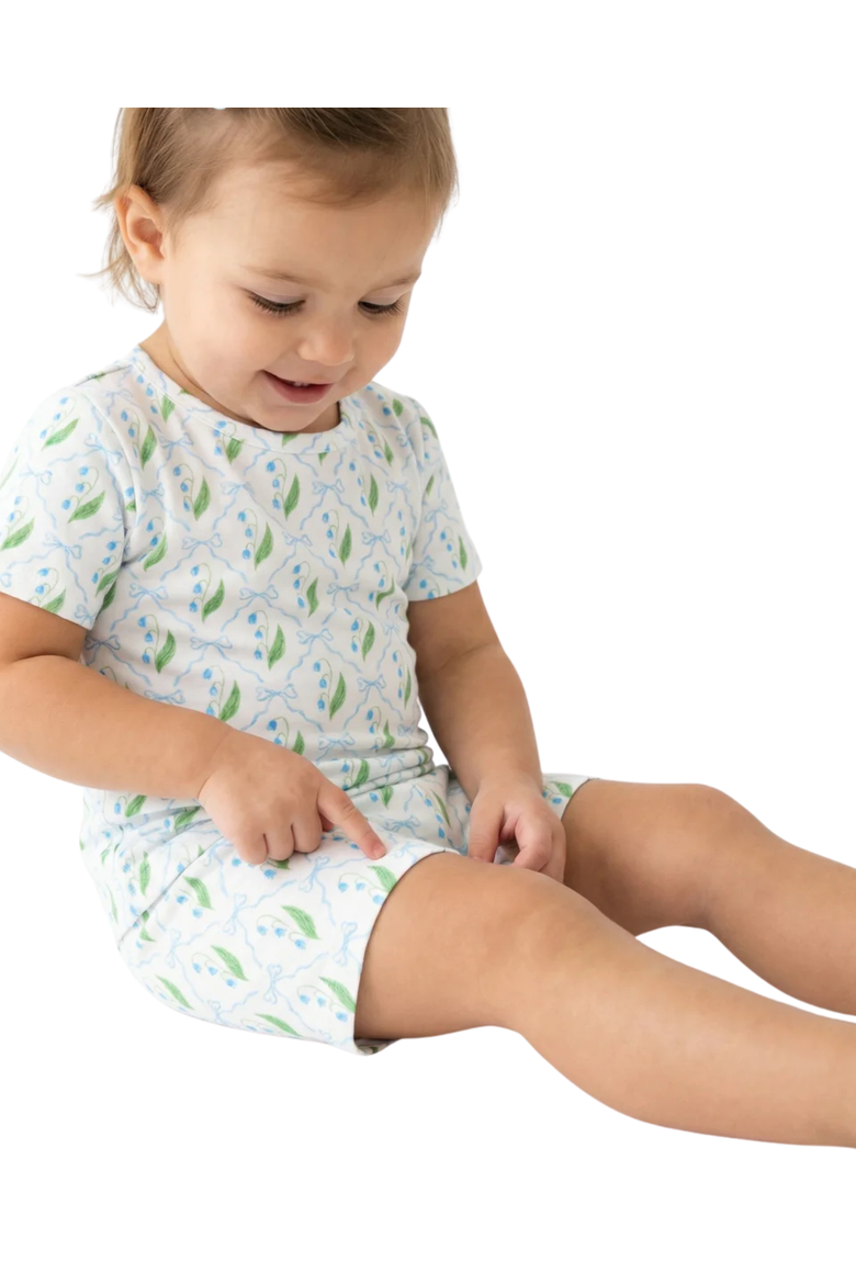 Short Sleeve and Shorts Buttery Soft Pajama Set, Alternate, color, Bluebell Bows