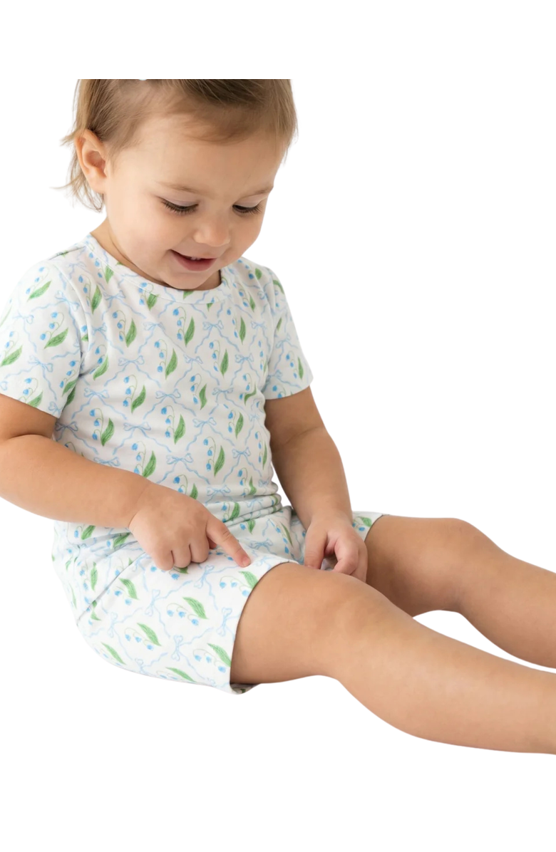 Motette Short Sleeve and Shorts Buttery Soft Pajama Set, Alternate, color, Bluebell Bows
