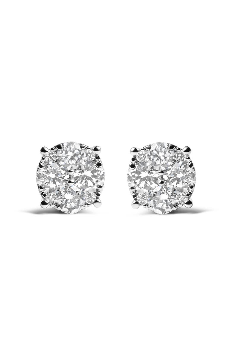 Haus of Brilliance 14K White Gold 2.00 Ct Lab Grown Diamond Cluster Stud Earrings, Main, color, White