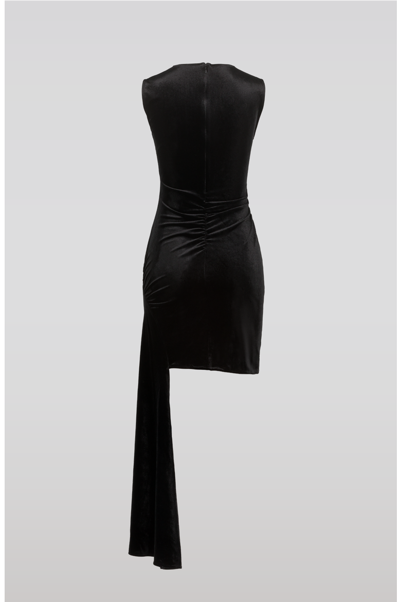 Velvet Side Tail Dress, Alternate, color, Black
