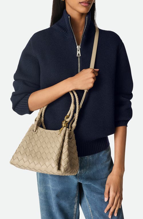 Bottega Veneta Small Andiamo Intrecciato Leather Crossbody Bag In 9614 Ecru-muse Brass