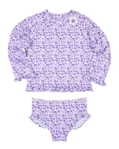Floral Print Rashguard Swimsuit with Ruffles (Toddler, Little Kid, Big Kid)