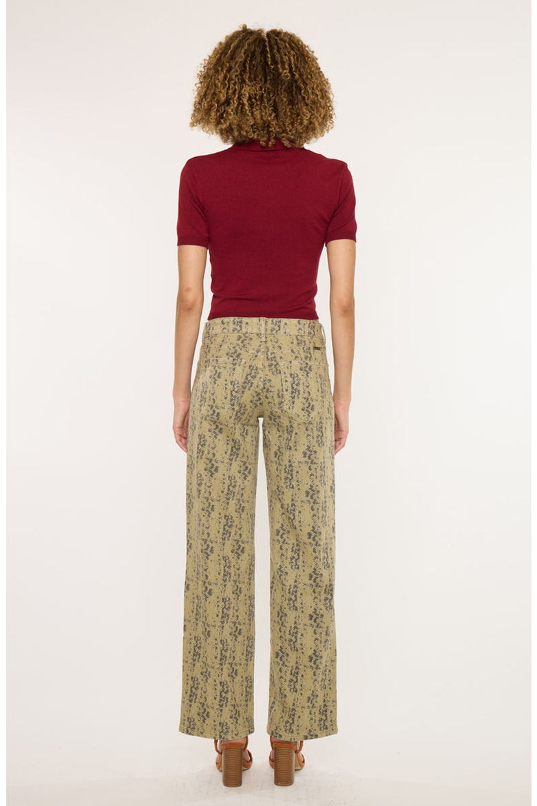 Renae Mid Rise Slim Wide Leg Jeans, Alternate, color, Olive Snakeskin