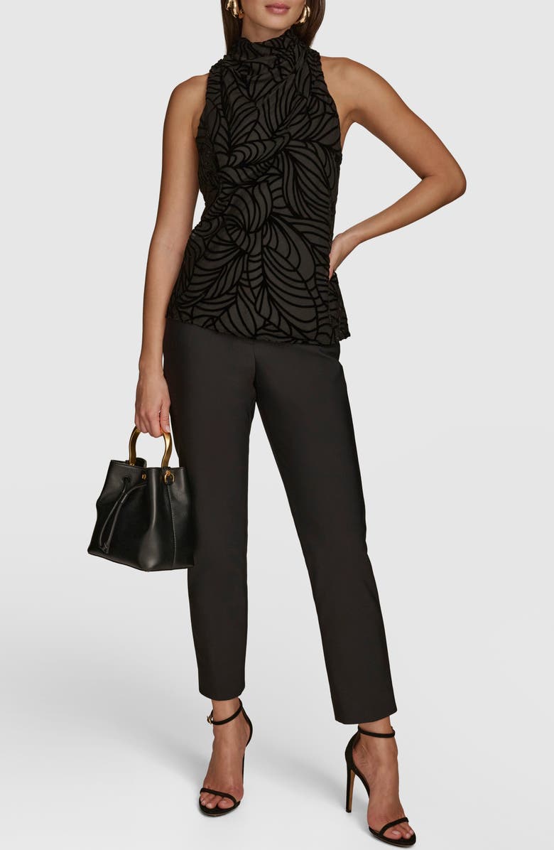 Donna Karan New York Leaf Print Velvet Burnout Sleeveless Top, Alternate, color,