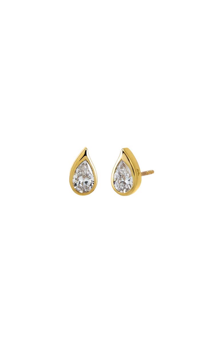 BY ADINA EDEN Lab Grown Diamond Curved Pear Bezel Stud Earring 14K, Main, color, 