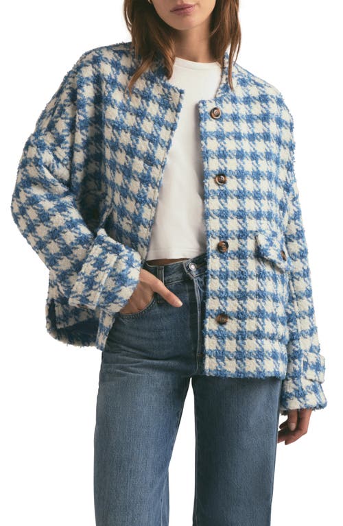 Favorite Daughter The Timeless Houndstooth Tweed Jacket in Blue Jay Houndstood 