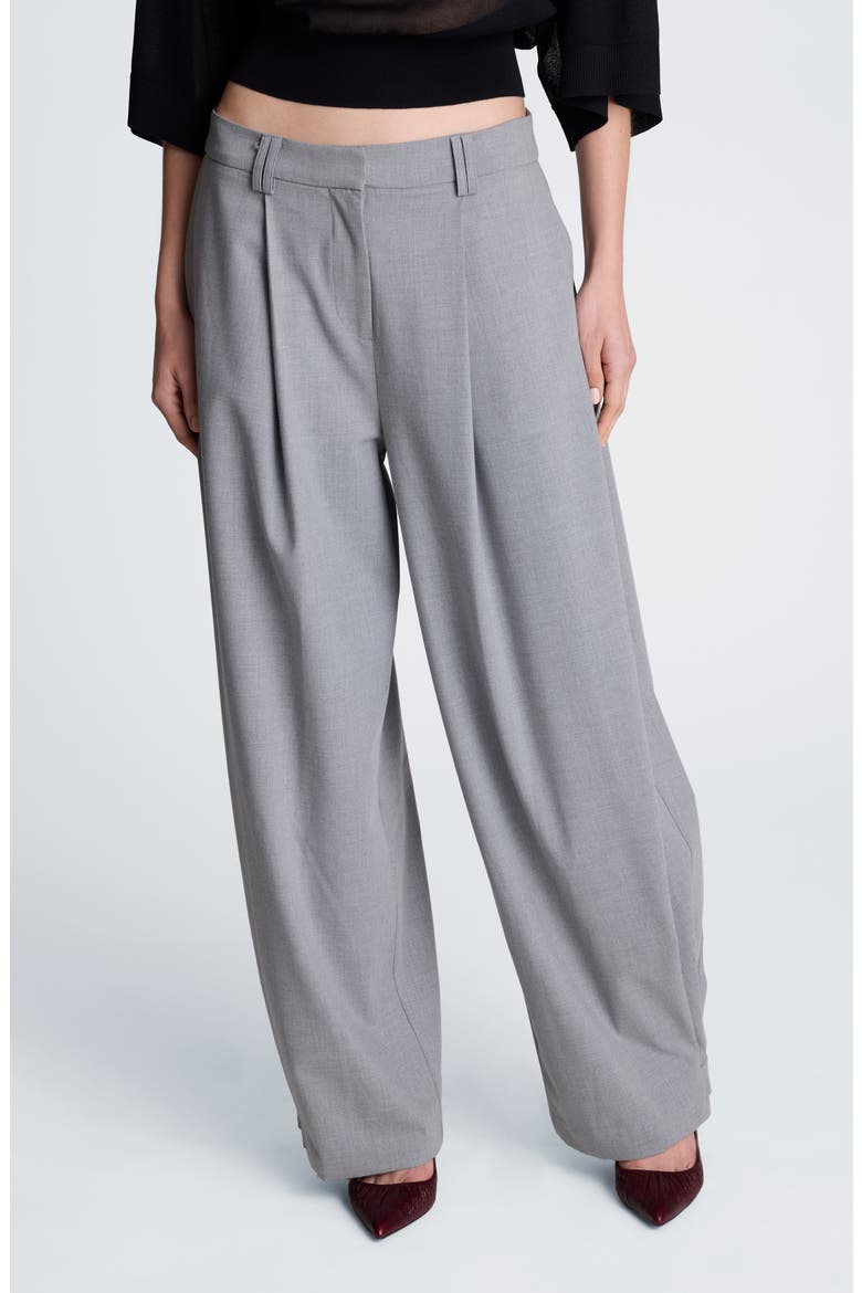 High Waist Wide Leg Trousers, Main, color, LIGHT FOG HEATHER