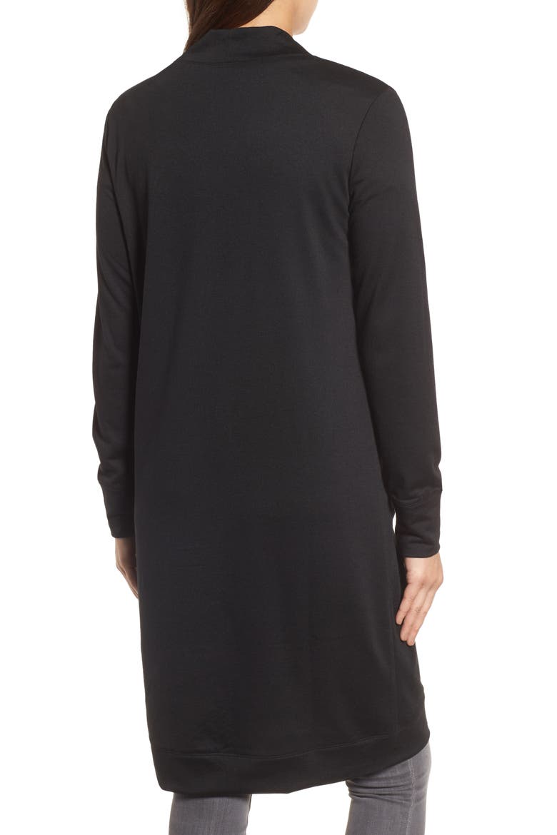 Long French Terry Cardigan, Alternate, color, BLACK