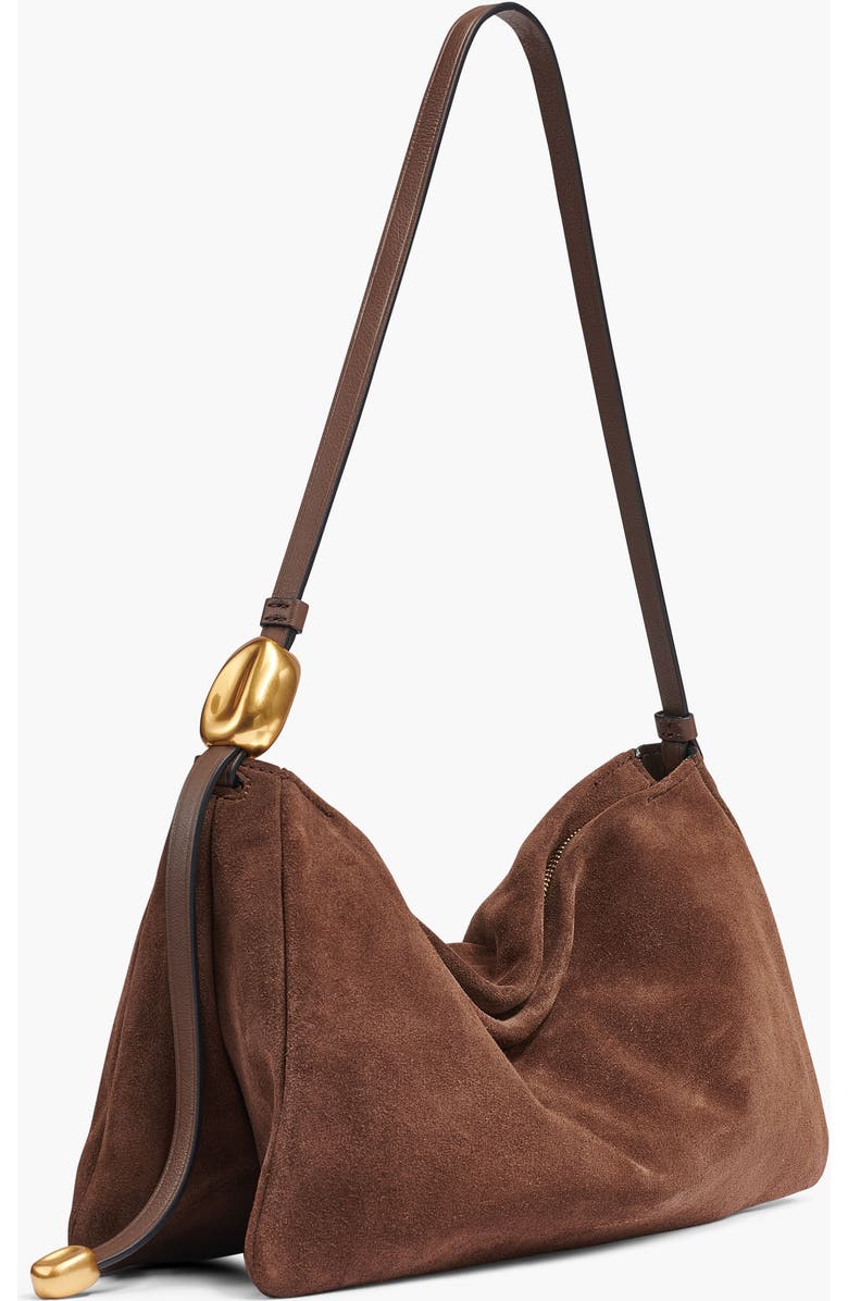 Donna Karan New York Velvet Suede Large Shoulder, Alternate, color, Chocolate