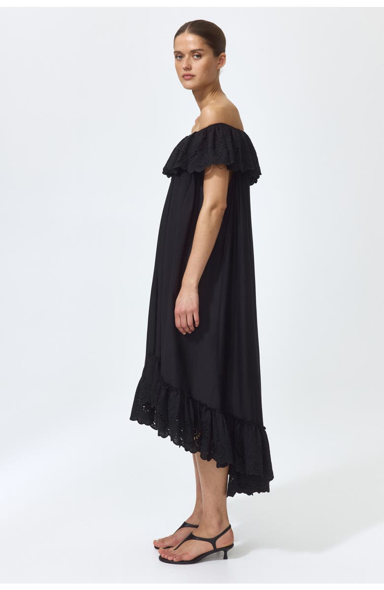 H&M Broderie Anglaise Off-the-shoulder Dress, Alternate, color, Black
